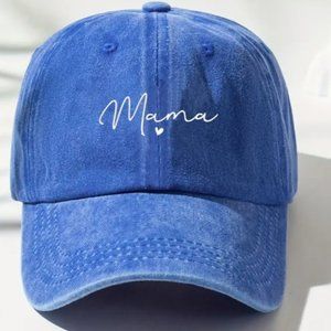 Mama Print Simple Baseball Cap Solid Color Washed Distressed Hat Cas…